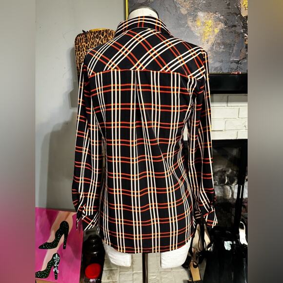 ANTHROPOLOGIE SANCTUARY Button Up Top Black Striped Women’s Size XS - Picture 7 of 9